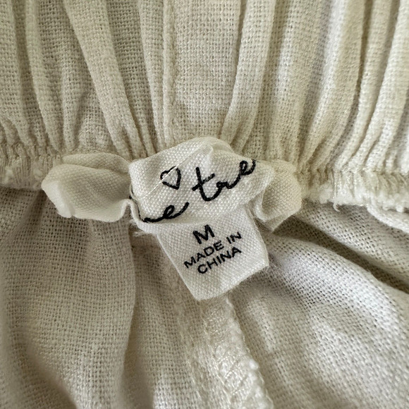 Love Tree Wide Leg Cropped Trouser Pants Elastic Waist Pockets Linen Blend Sz M - Picture 4 of 6